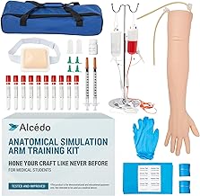 Alcedo Phlebotomy Practice Kit, Complete Venipuncture and Injection IV Practice Essentials, Realistic Training Arm with Stand & Carry Bag, Light Skin, for Medical Students & Educational Use Only