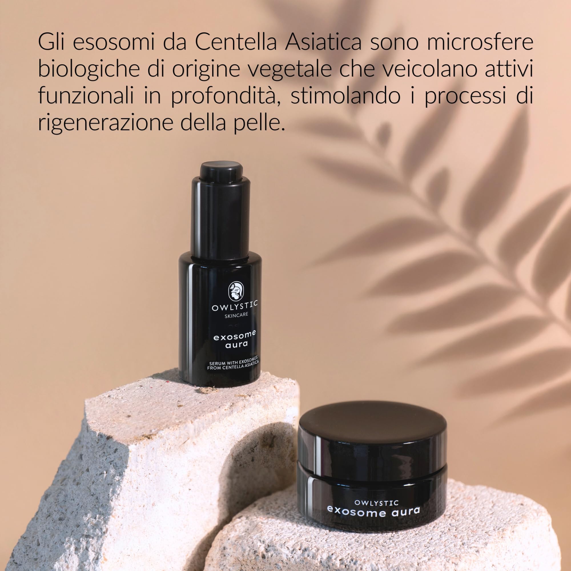 Owlystic Rituale Exosome Aura con Esosomi da Centella Asiatica, Siero + Contorno Occhi e Labbra + Crema, Trattamento Pro-Age Rigenerante, Acido Ialuronico, Tutti i Tipi di Pelle