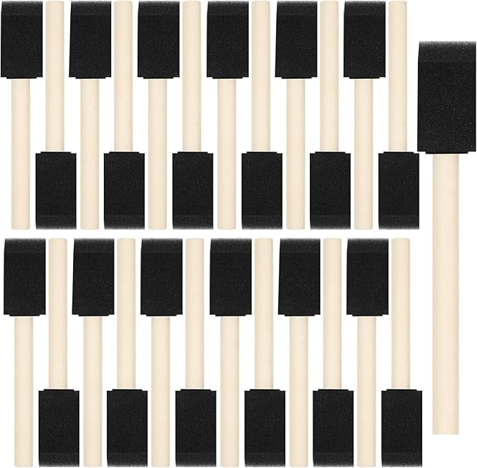 40 Pcs Foam Brush,1” Foam Paint Brushes, Wood Handle Sponge