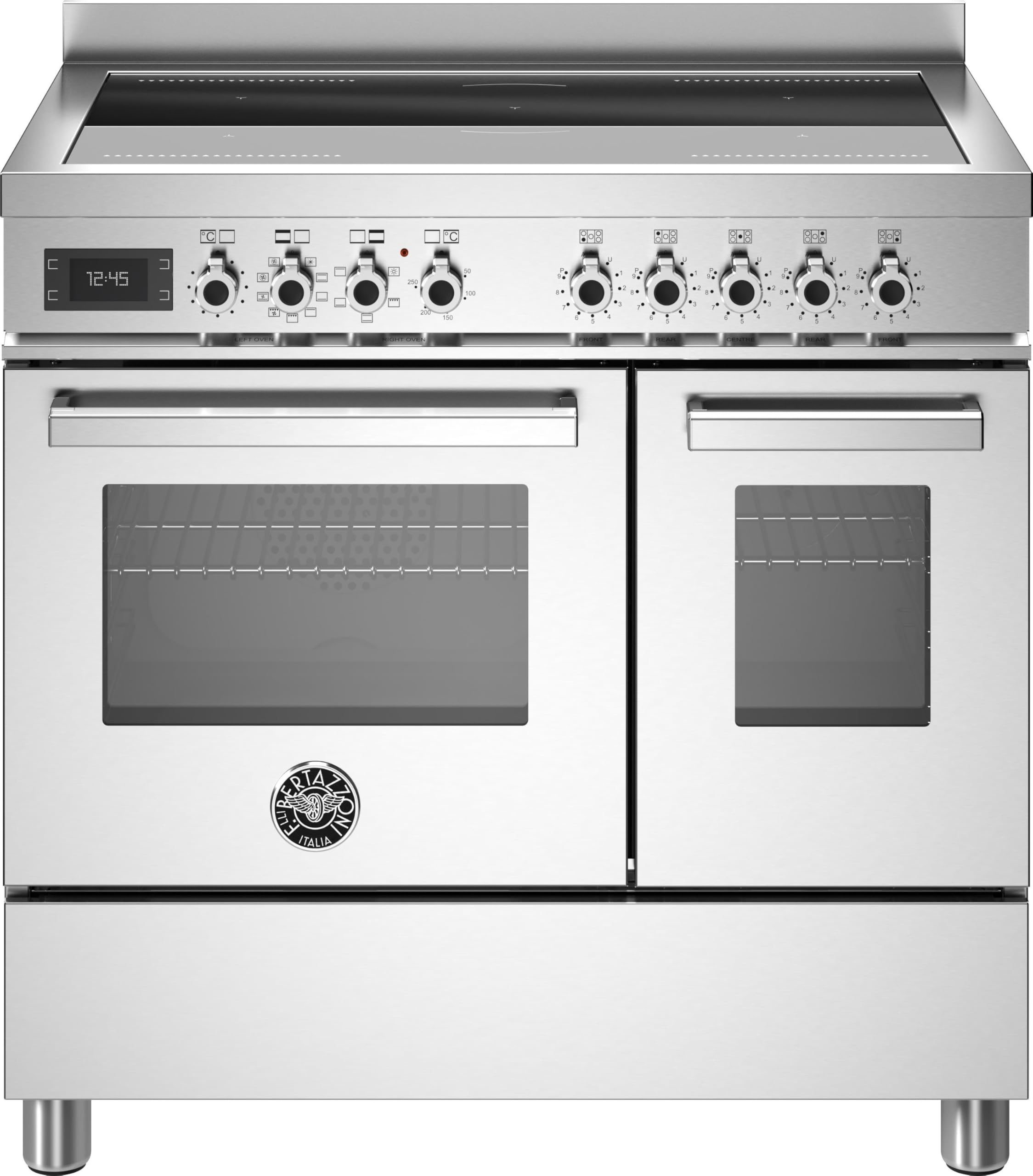 Bertazzoni Professional Series PRO95I2EXT - Cucina elettrica con piano cottura a induzione, in acciaio INOX, larghezza 90 cm