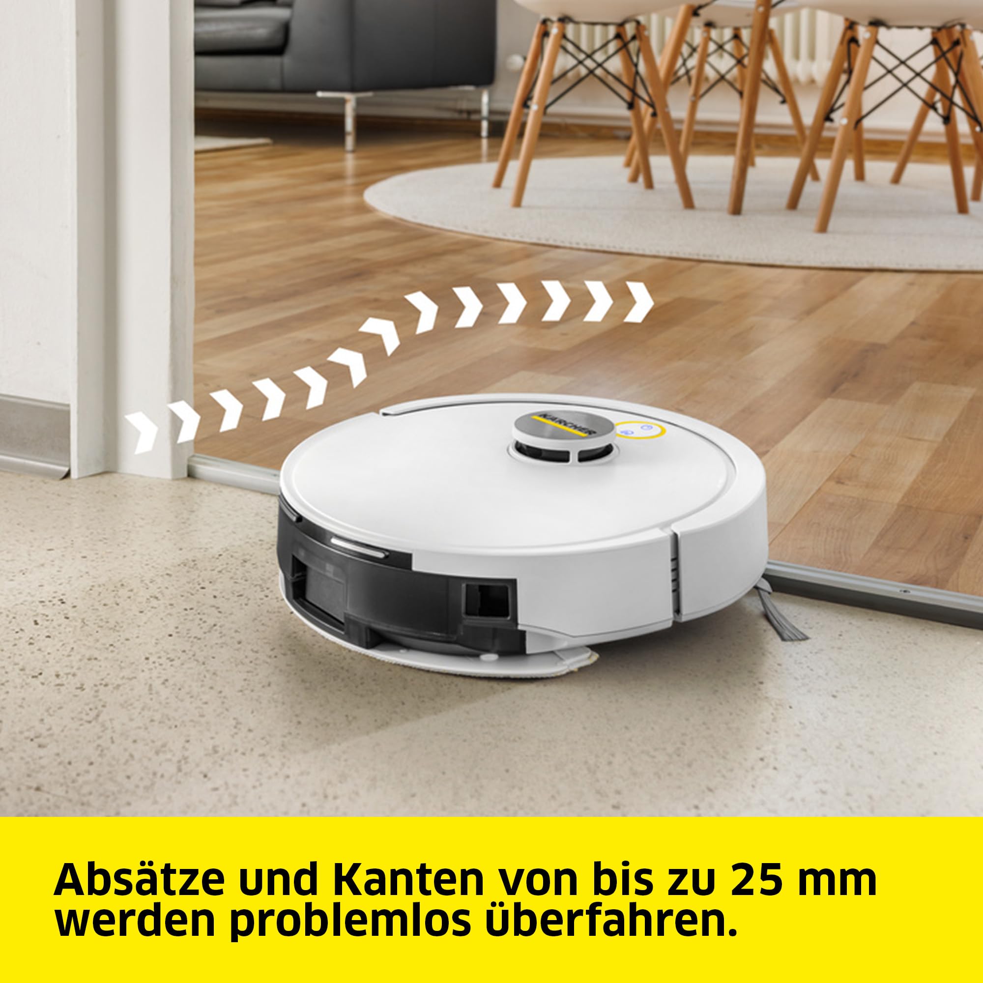 KÄRCHER Saug- und Wischroboter RVC 3 Comfort Extra, 15.000 Pa, bis 130 min Laufzeit, App-Steuerung, Kartierung, Laser-Navigation, Absturzsensoren, Schmutzentleerung, für Hartböden und Teppiche