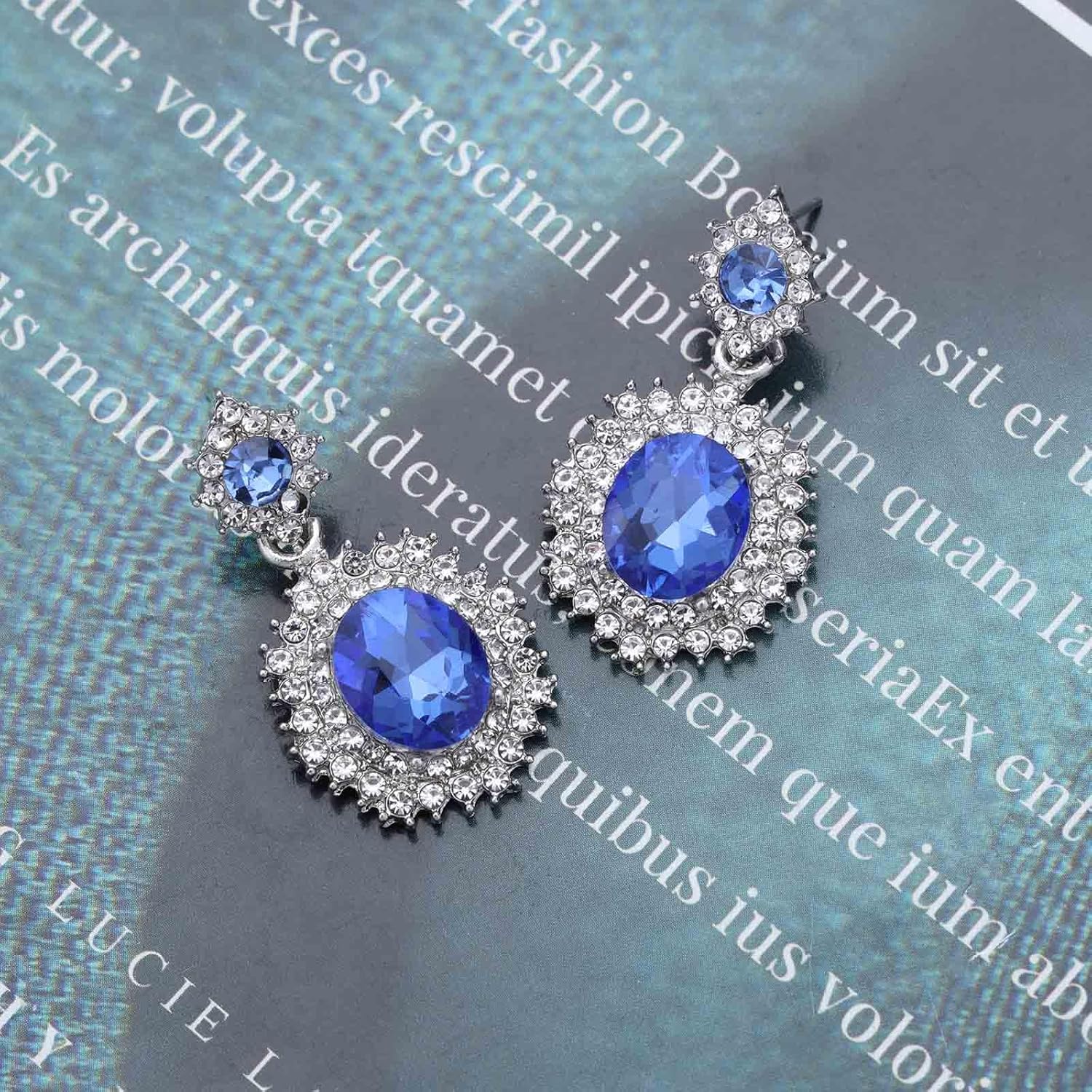 Andelaisi Boho Oval Crystal Dangle Earrings Vintage CZ Drop Earrings Pink Halo Gemstone Earrings Silver Bridal Stud Earrings Jewelry for Women - Image 3