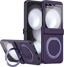 Capa Premium para Samsung Z Flip 6 – Com Anel de Dedo Magnético Giratório e Compatível com Carregamento por Indução – Proteção Completa e Design Elegante (Roxo)