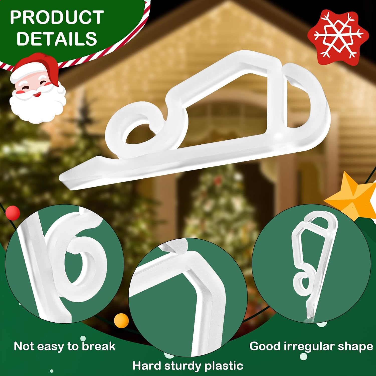 eygeufg Christmas Light Clips Hooks - Gutter Light Hooks Clips Hangers for Christmas Decoration Outdoor Halloween New Year Holiday (120 Pack)