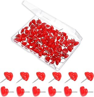 100 Pcs Heart Push Pins,Heart Thumb Tacks Red Love Shaped Cute Thumb Tacks Cute Push Pins for Corkboard Home School Office Notice Board Signs Map Location Pins