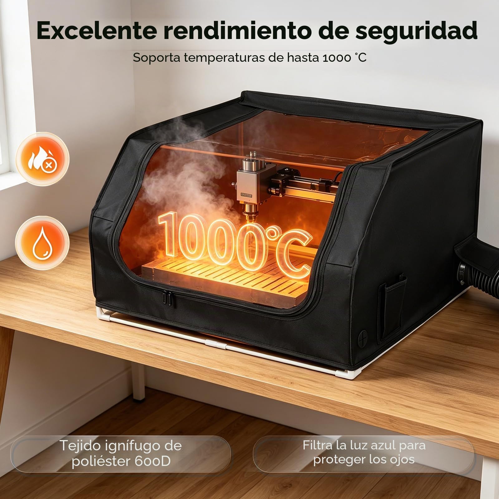 Carcasa Para Grabado Láser, Carcasa Para Impresora 3D Para Grabador De 720 X 700 X 400 Mm Plegable Con Extractor Y Conducto Para La Mayoría De Las Máquinas De Corte Láser