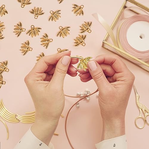 Miniatura 6 de QXUJI - 100 dijes de aleación de abeja para hacer joyas, dijes de abeja de metal, para collares, pulseras, aretes, accesorios de fabricación de joyas