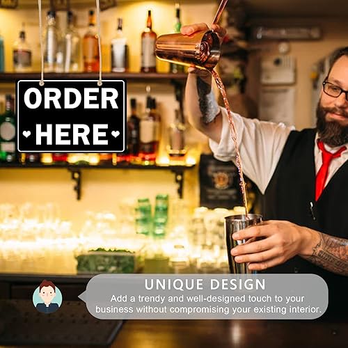 Miniatura 5 de Letreros con 4 cordeles de doble cara con 4 cordeles perfectos para restaurantes, cafeterías, soporte de helado, quiosco de recogida al por menor,