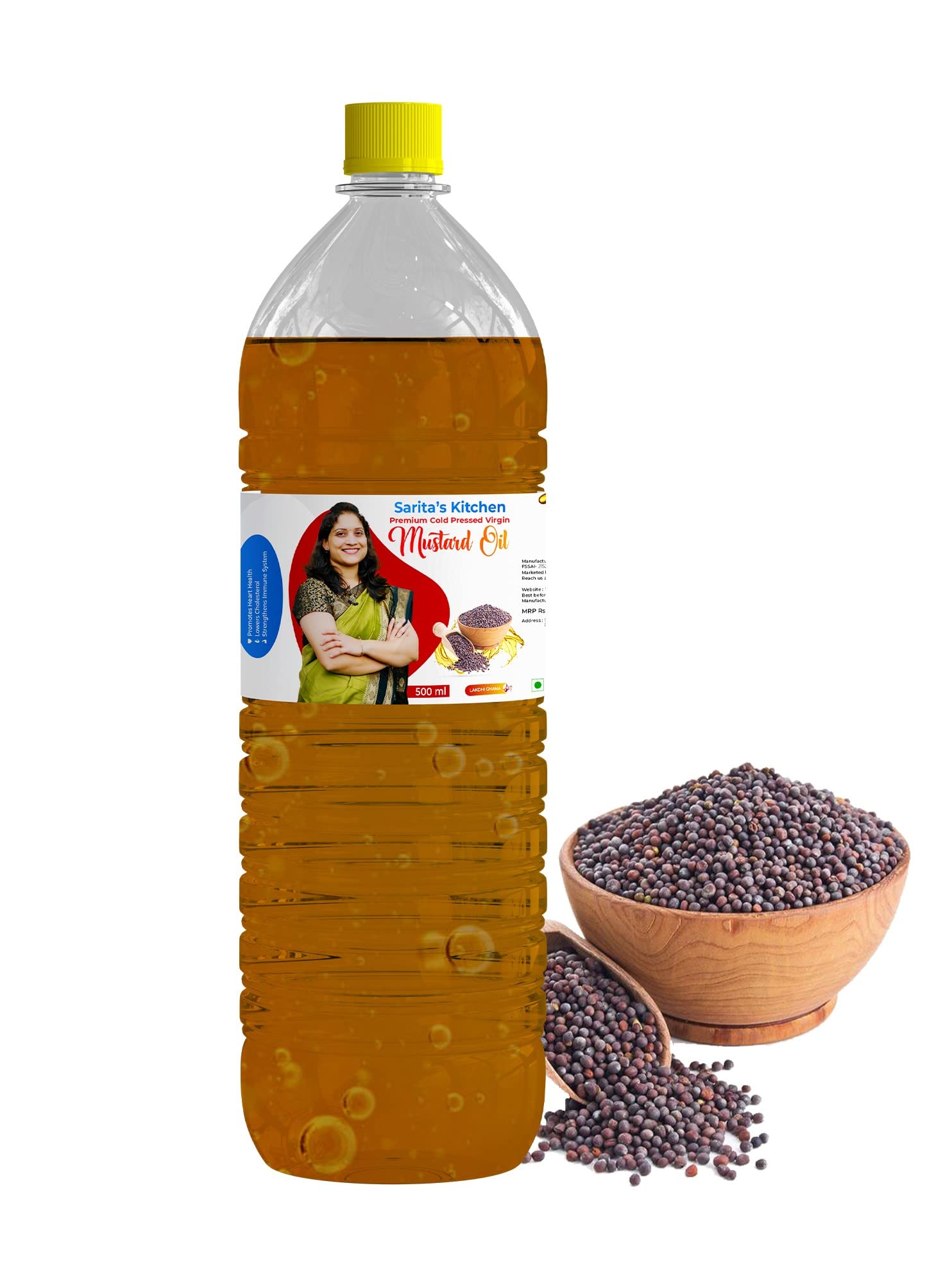 Saritas Kitchen Cold Pressed Mustard Oil/Lakdi Ghana Mohori Tel 500 Ml