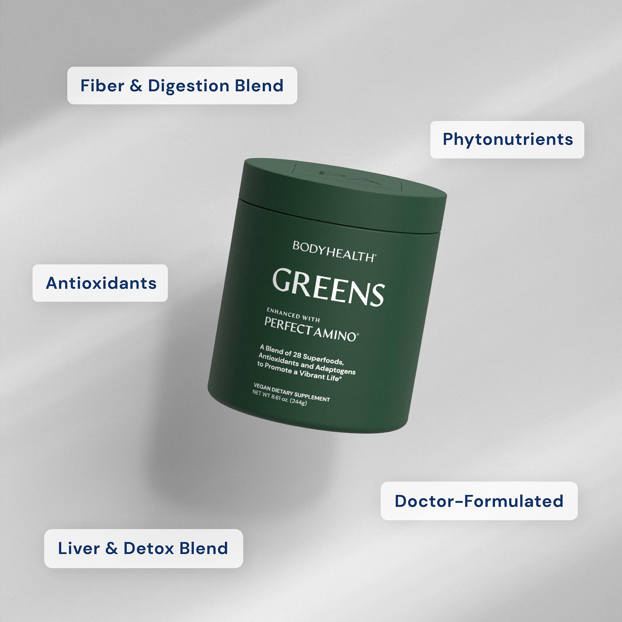 BodyHealth Greens Enhanced with PerfectAmino - Daily Superfood Green Apple Smoothie Powder with Vegetables, Fruit, Antioxidants, Prebiotics, Probiotics, Fiber, and Protein - 40 Servings — Amazon image 3