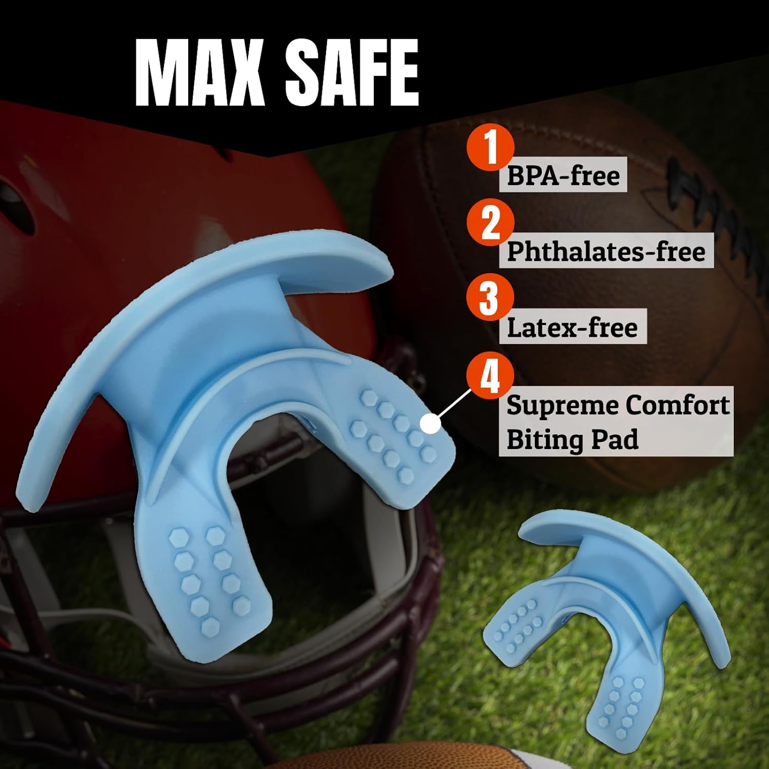 O Shield Big Dawg Football Backplate with Columbia Blue Mouthguard, Backplate Football with Mouthguard, Sold by Package,Youth Fit
