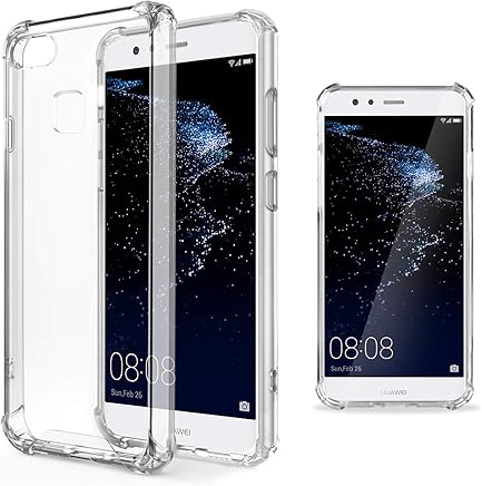 Moozy Funda Silicona Antigolpes para Huawei P10 Lite - Transparente Crystal Clear TPU Case Cover TPU Flexible