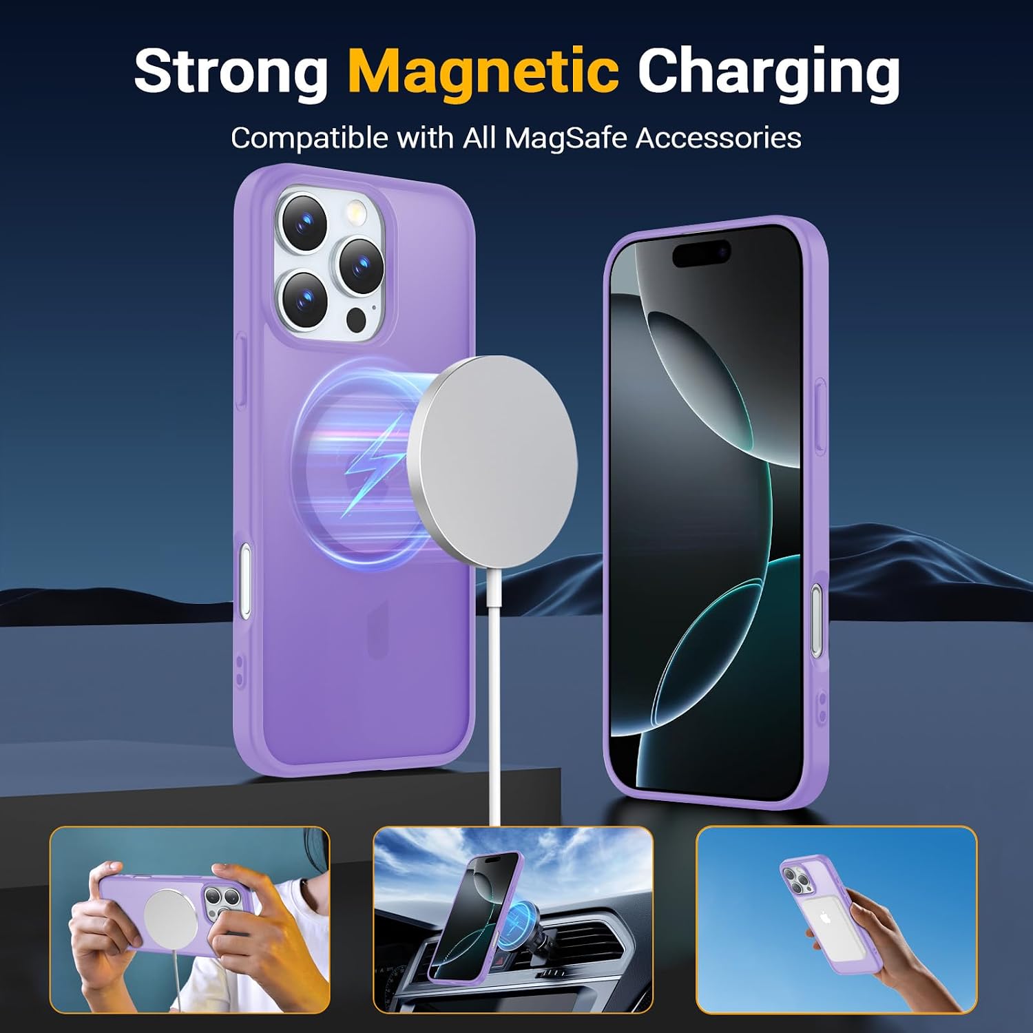 for iPhone 16 Pro Case Light Purple | Compatible with Magsafe, Anti-Yellowing, Military-Grade Protection, Shockproof Slim Magnetic Phone Case,6.3" thumbnail