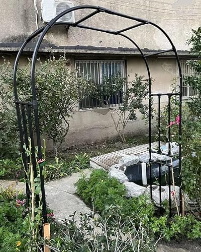 Steel Garden Arbor, Metal Durable Arches Trellis, Heavy Duty Garden Arch for Climbing Vines, Flowers, Outdoor Pergola Archway, with Sharp Ends, Rustproof Black ( Size : 3' 11'' Wide x 7' 10''High ) - Thumbnail 3