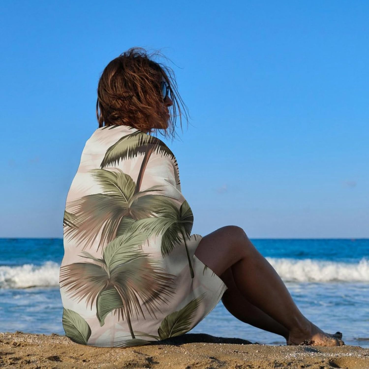 Swimming Towel, Coconut Trees and Fruit Printed Fashion Towel,Portable Towel,Durable Towel