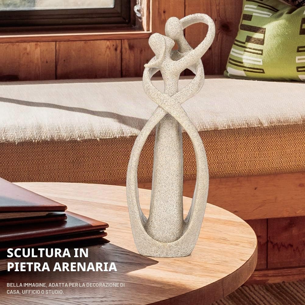 Jenngaoo Scultura di Arenaria, Coppia di Innamorati Bacio Fatto a Mano Statua Statuetta Scolpita Artigianato Regalo Anniversario Matrimonio Regalo Sposi Idee Regalo Matrimonio Regali di San Valentino