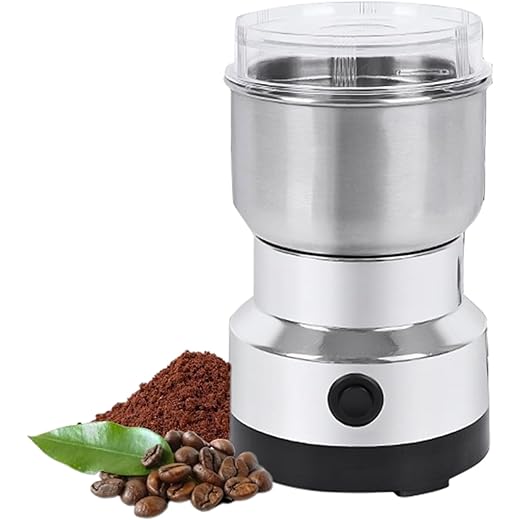 Drumstone Portable Electric Grinder for Coffee, Spices, and Grains. Compact Design, efficient Motor, Durable Blades, and Easy one-Touch Operation