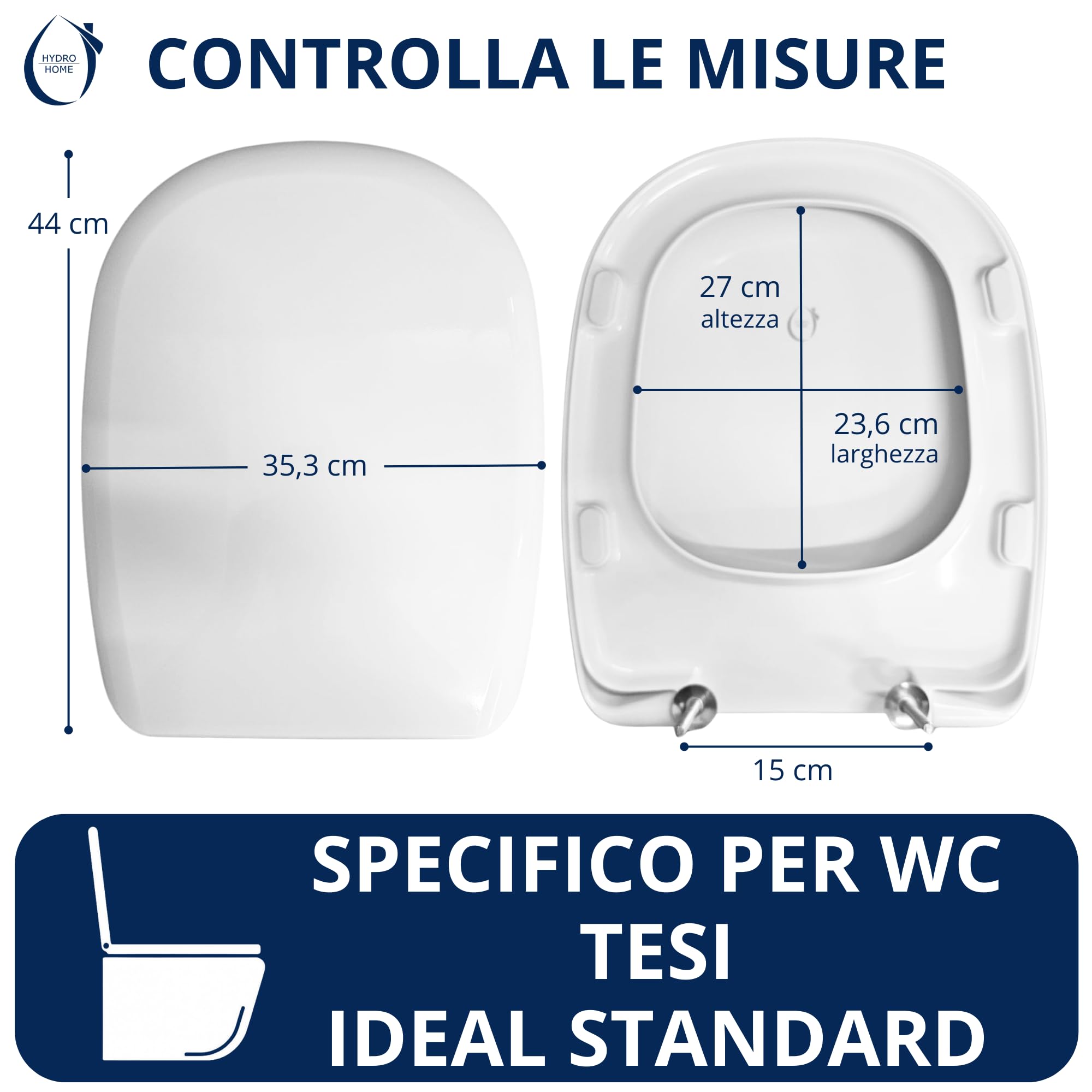 Ideal Standard Teza Jako Oryginalny , Termoutwardzalny Plastikowy Tablet Wc Z Stałymi Zawiasami Ze Stałymi Nierdzewną, Oś Wc Kolor Biały MADE we Włoszech