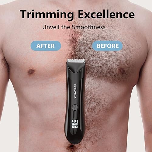 Miniatura 6 de ManWills Recortadora de pelo corporal para hombre, 2 cuchillas de cerámica reemplazables, afeitadora de bolas impermeable para hombres con base de