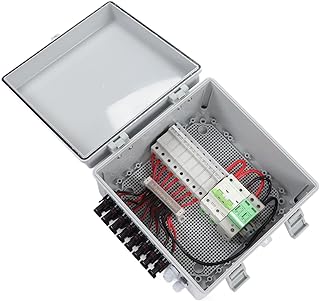 8 Strings PV Combiner Box with 10A Rated Current Fuse Surge Arrester 80A DC Breaker Solar Combiner Box for Off Grid Solar Power System Solar Panel Photovoltaic Combiner Box