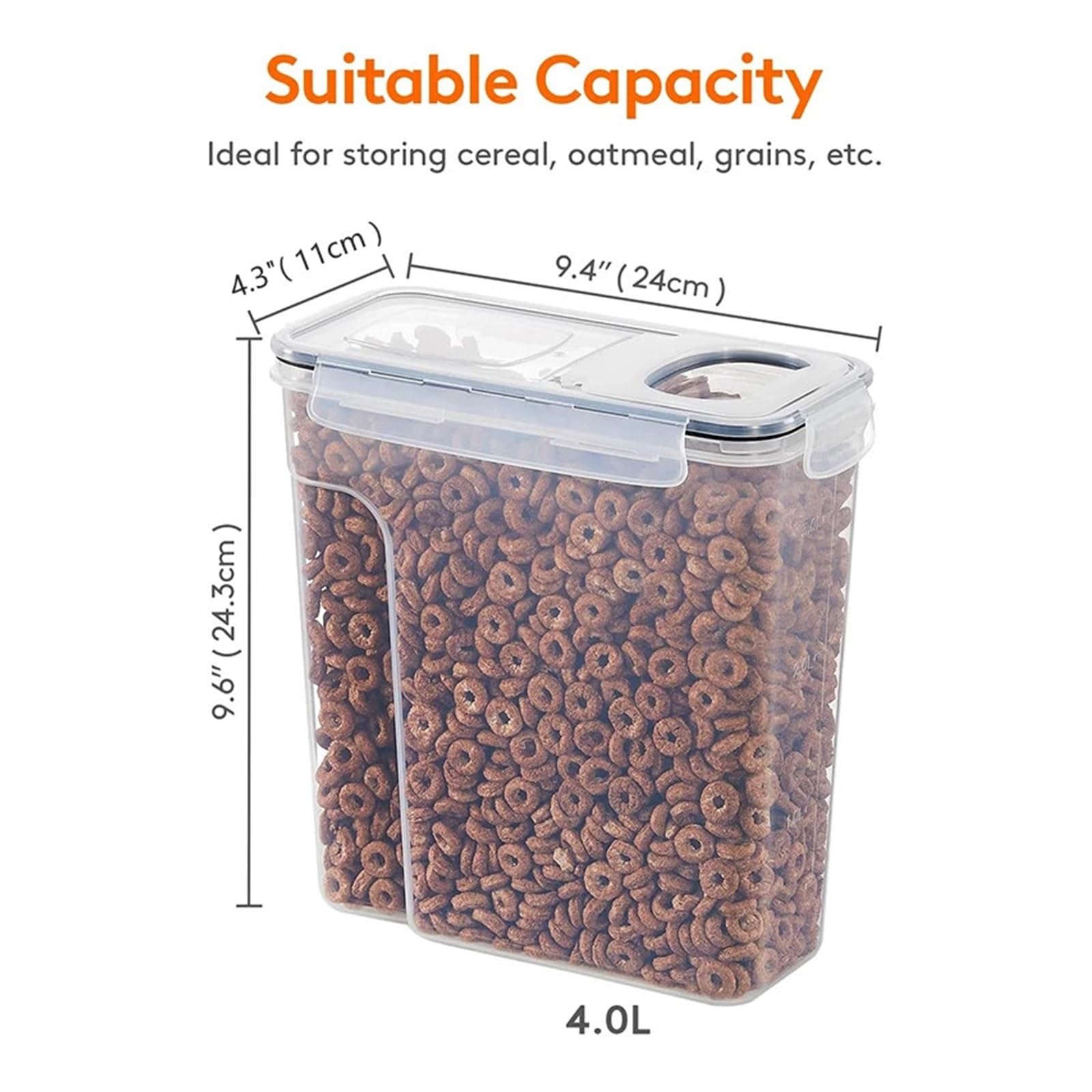 Contenitori for cereali da 1/2 pz 4L con coperchio ermetico for alimenti, serbatoio a prova d'umidità, compatibile scatola cucina(2pcs)