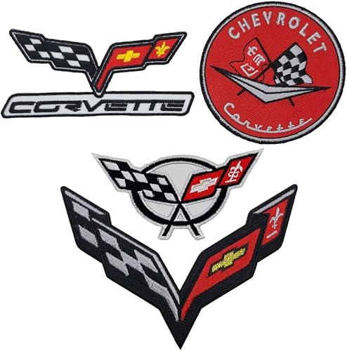 Corvette Racing - Juego de 4 parches de banderas a cuadros Hierro en coser en el respaldo B004
