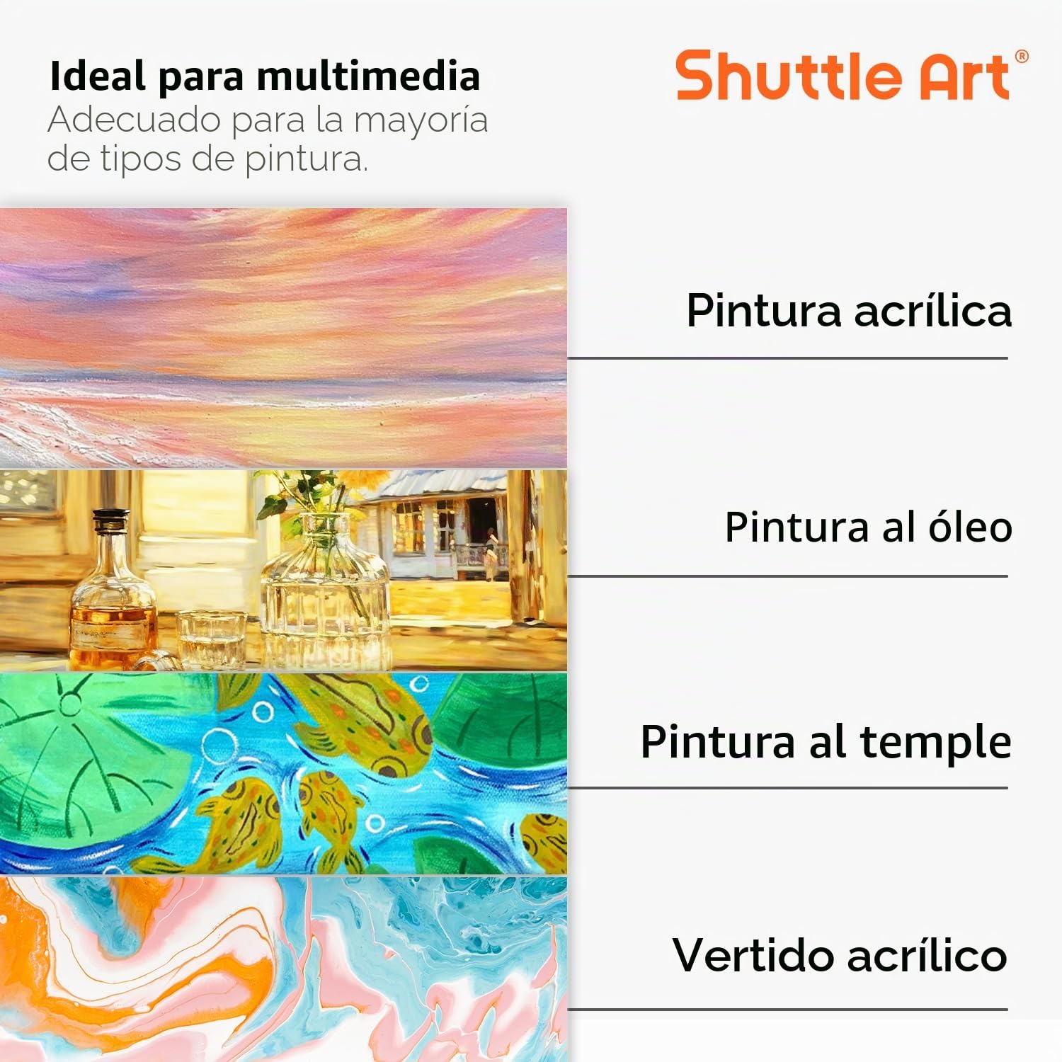 Shuttle Art Lienzos Preestirados, 12 Piezas Lienzos Enmarcados 28 x 35,6 cm, 1,5 cm de Espesor, Pre-Estirado 100% Algodón, Blanco Imprimado Lienzos para Pintar Óleo Acrílico