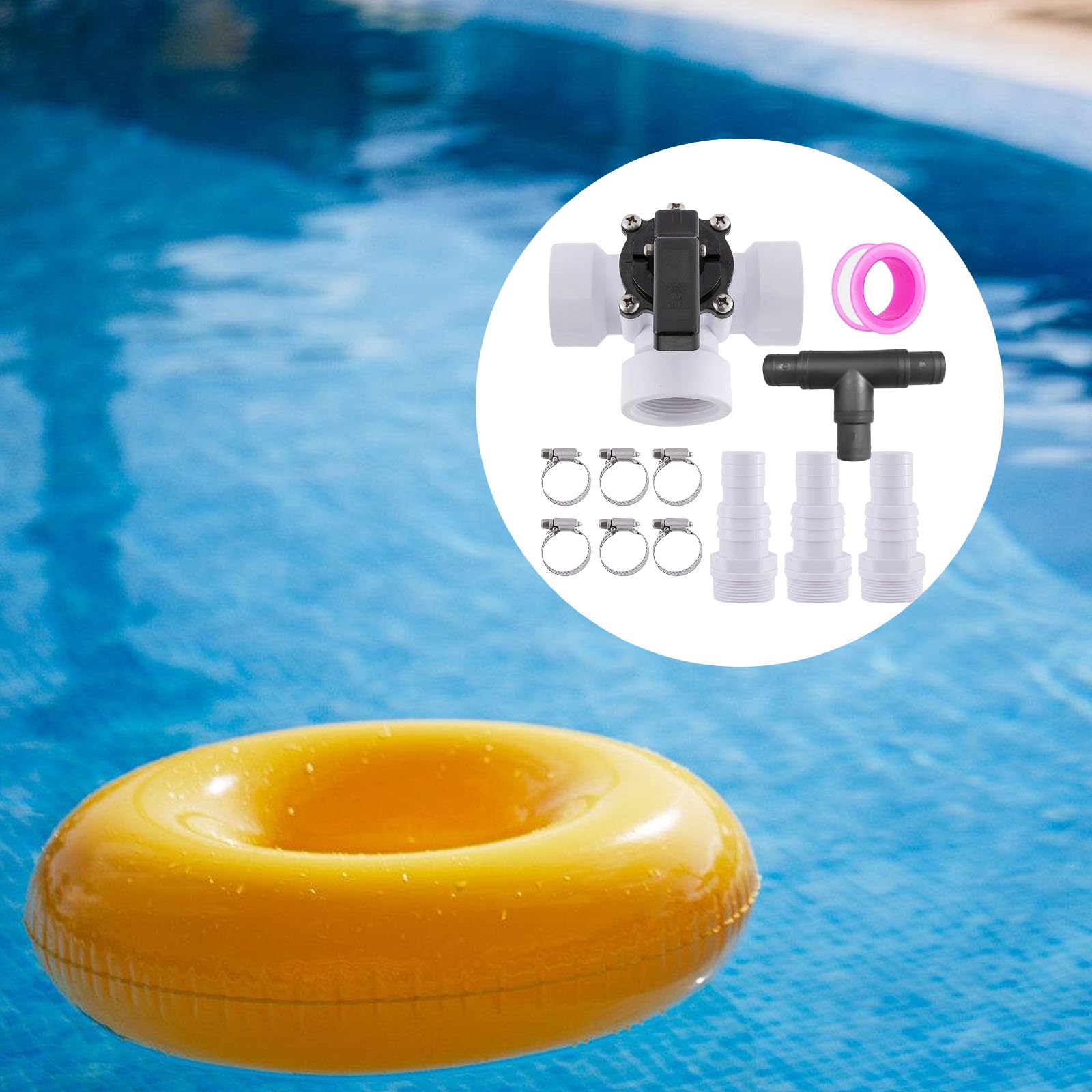 Juego de adaptadores de válvulas de derivación para piscinas ABS con conexión de 3 vías y abrazaderas de manguera para sistemas de filtración Flujos de agua eficientes Sistemas de válvulas para de