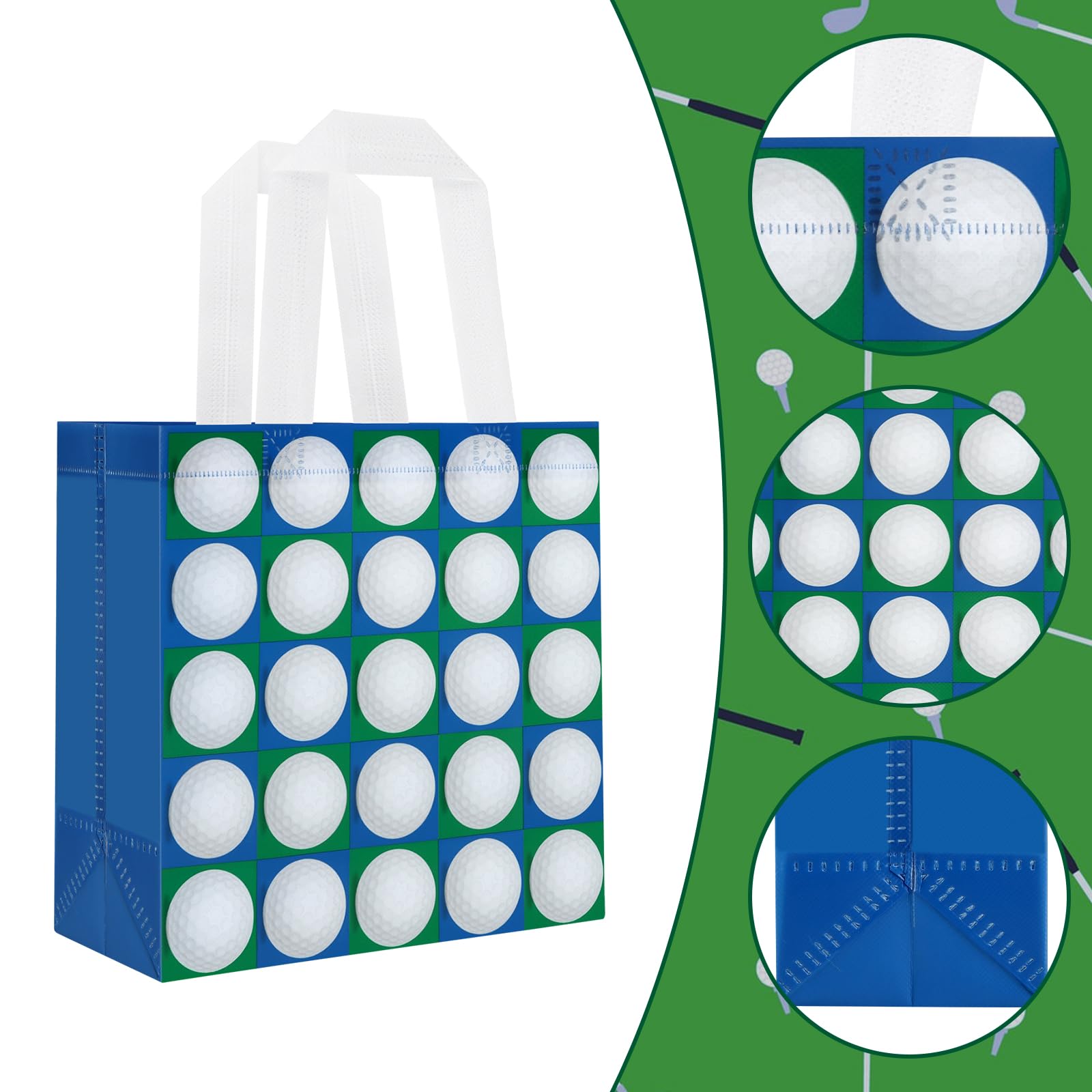 Hxezoc 12 Pieces Golf Gift Bags with Handle, Reusable Non Woven Treat Goodie Bag Sport Favor Bags For Golf Theme Birthday Party Decoration Supplies