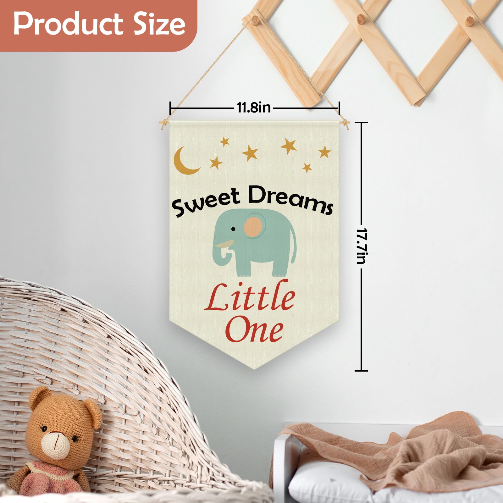 Wall Decor for Kids Room Hanging Pennant Flag Banner Nursery Wall Art Gift for Girls Boys Nursery Playroom Bedroom Decor Children's Room Saying Quote Hanging Sign Linen Cotton Flag
