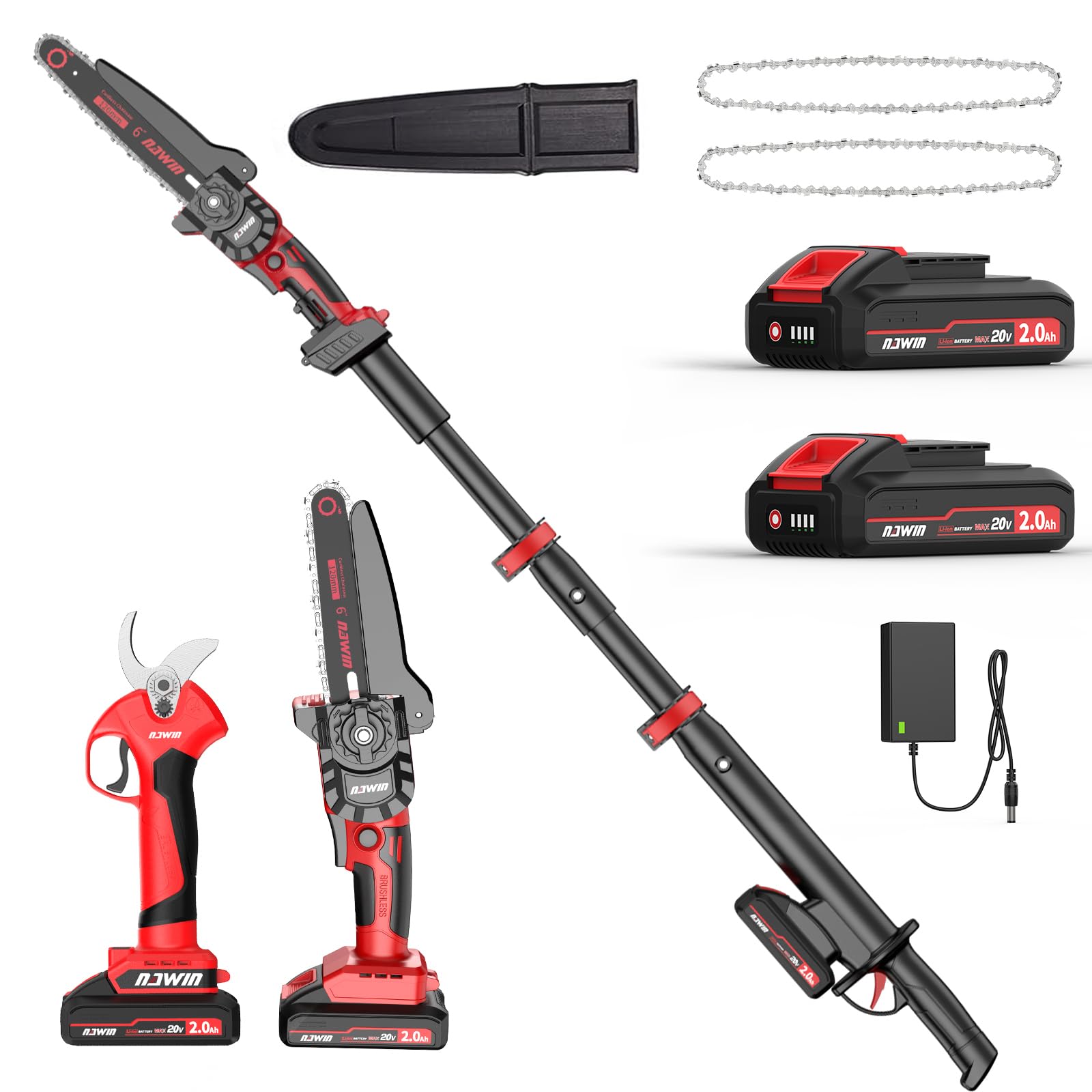 Amazon | ナウィン 高枝切り電動チェーンソー 高枝切り電動ハサミ 一台