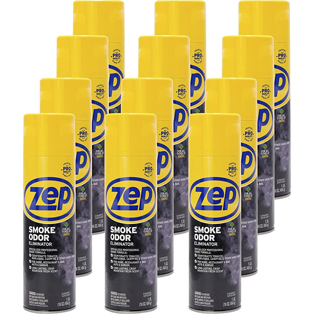 Zep Commercial Smoke Odor Eliminator, Case of 12-16oz. Aerosol Cans