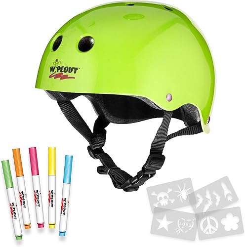 Wipeout Dry Erase Kids Helmet  Ideal for Bike, Skate, Scooter, in-Line Skating and Rollerblading