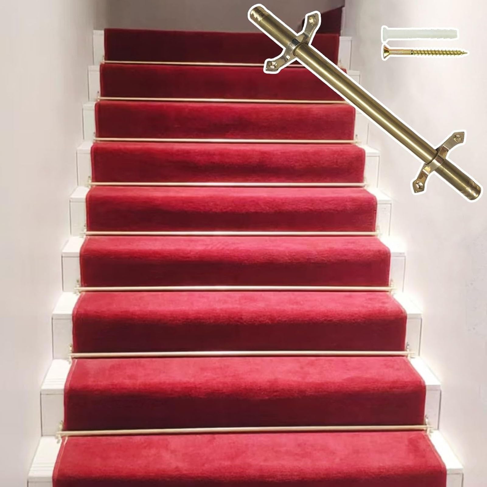 Barres de tapis d'escalier en laiton antique chic pour décoration classique