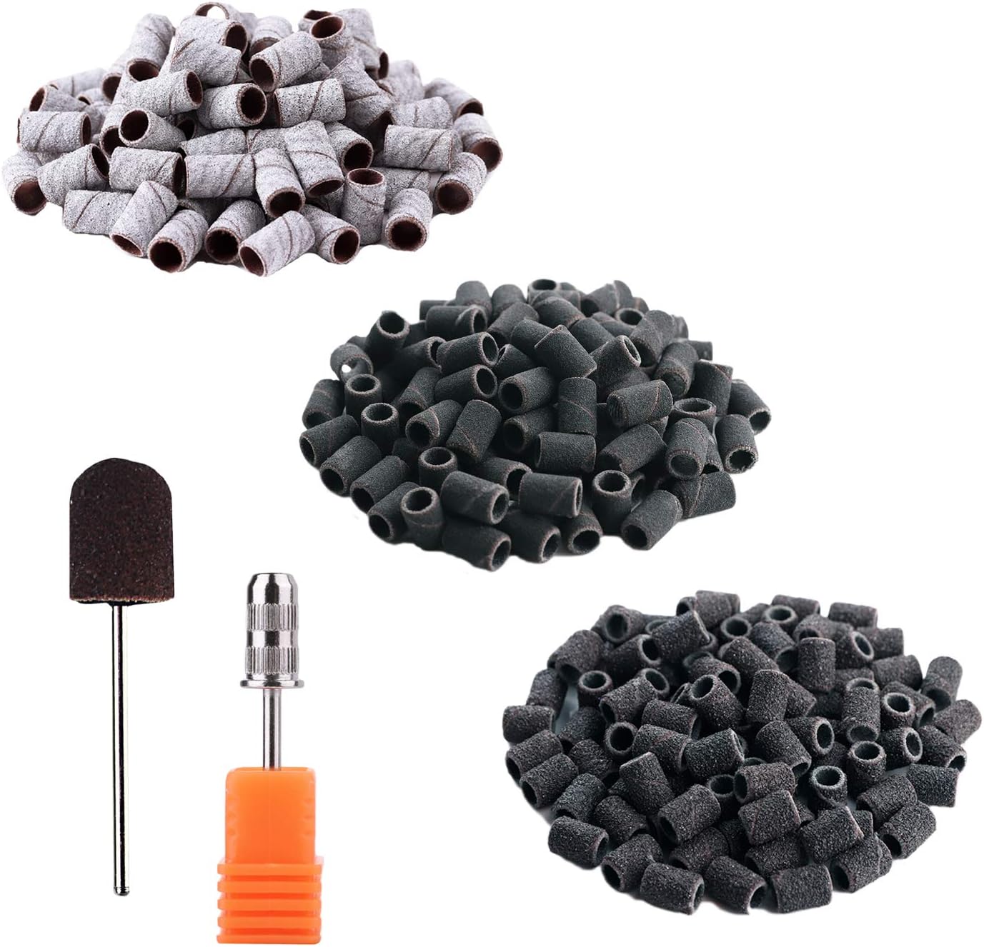 Fightart Professional 300pcs Sanding Bands Sand Band Sanding Cap 80 180 240 Grit Black Zebra For Professional Manicure Pedicure Nail Drill Machine