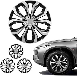 VEVOR Hubcaps Wheel Covers, 15 Inch Set of 4 Wheel Rim Cover Hubcaps OEM Replacement, R15 Size Snap On Car Hub Caps, Universal 10-Spoke ABS Tire Rim Caps for Hyundai Chevrolet Ford Honda, Silver/Black