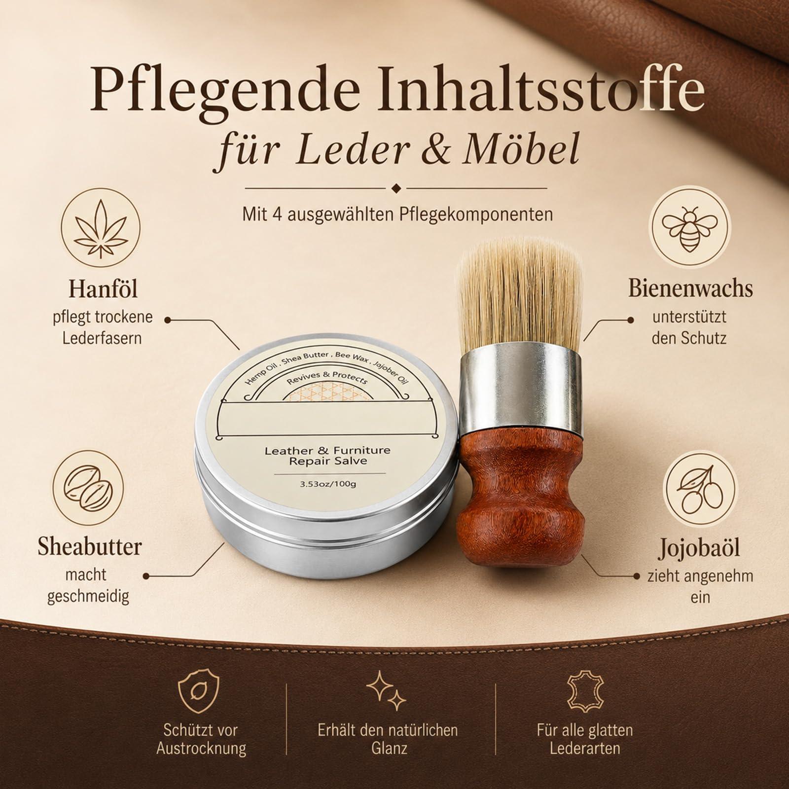 LederKur Die alte Sattlersalbe für Leder, Lederpflegebalsam, 100 g (2)