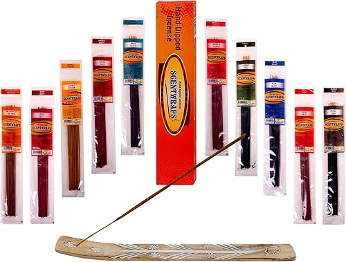 Hem - Varitas de incienso 10 aromas Veriety Pack 12 varitas cada uno 11 pulgadas 120 varillas en total con soporte de aroma natural, varillas