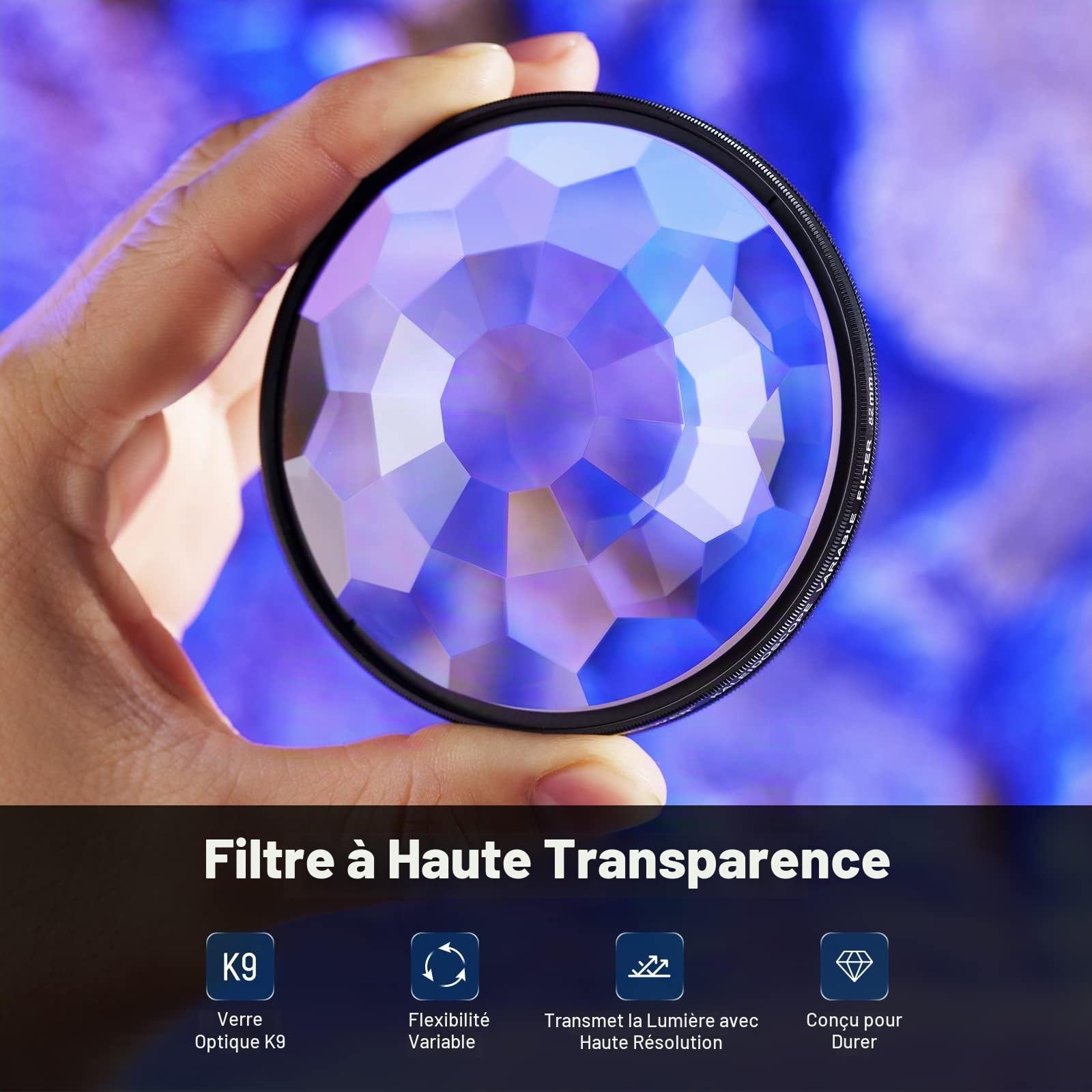 NEEWER Filtre à Prisme kaléidoscope de 82mm, Filtre à Effet de Verre avec réfraction Multiple et Nombre Variable de sujets photographiques