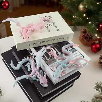 3D Printed Dragon with Wings, 3D Printed Animals Toys, 3D Printed Fidget Toys, Glow in The Dark Flexible Articulated Winged Crystal Dragon Model, Desktop Pet Decor, Easter Basket Stuffers
