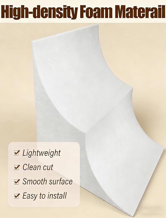 2 Pack Rounded Doorway Arch Kit, Foam Flexible Arch Corner Molding, Paintable Interior Curve Trim, DIY Decorative Wall Frame for Rooms