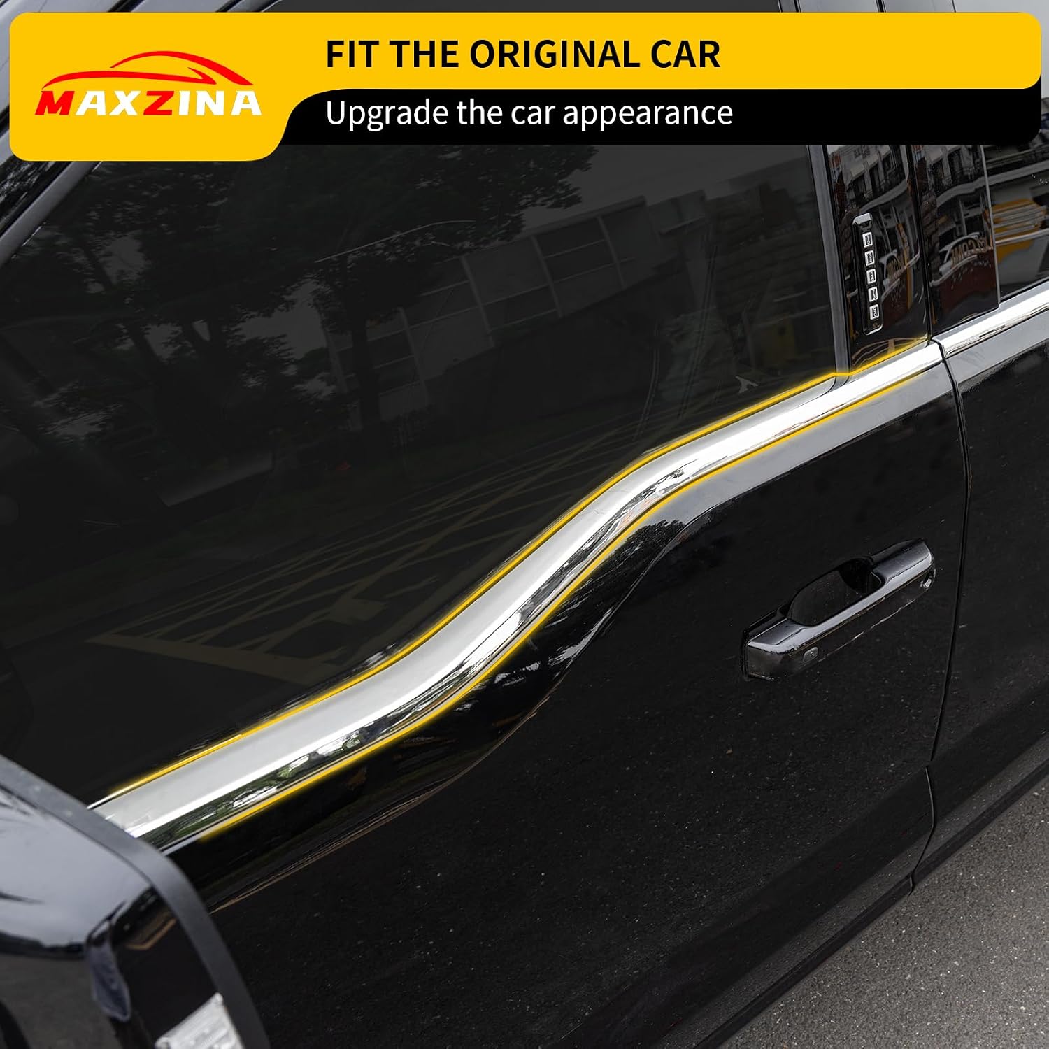 Window Trim Compatible with 2021-2025 Ford F150 Supercrew Window Molding Edge Guards ABS Plastic Weatherstrip Bottom Sill Decoration Covers for 2024 Ford F-150 Accessories (Chrome 4PCS)