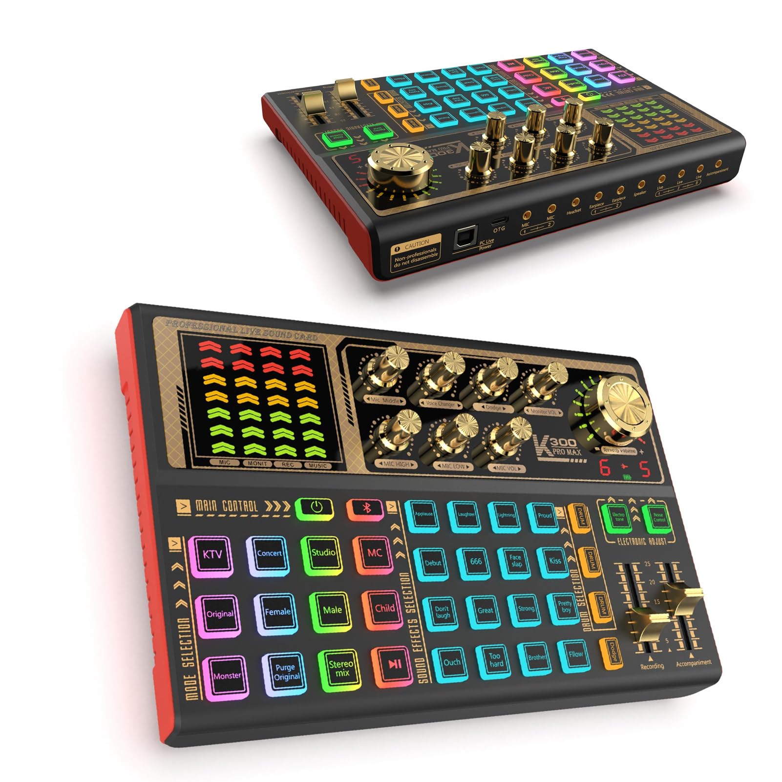 Sound Effects Board Set, Professional Portable Live Sound Card Board with Multiple Sound Effects - Podcast Equipment Bundle for Live Streaming Vlog Living Broadcast YouTube TikTok