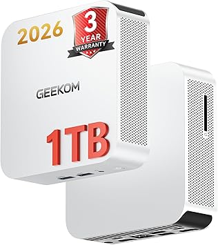 GEEKOM A5 Pro 2026 Efficient Mini PC with AMD Ryzen5 7530U|16GB RAMUp to 96GB&1TB NVMe SSD|Windows 11 Pro|4 Displays Ports|8K Video Editing |Wi-Fi 6|Mini Computer for Office&Home