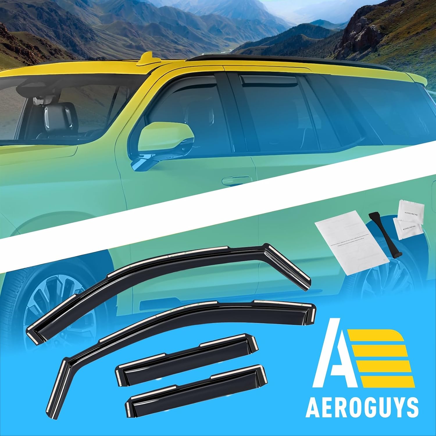 Extra Durable Window Deflectors in-Channel Window Visors Rain Guards Fit for Cadillac Escalade 2021-2026, Sun Visors, Wind Vent for Shades, Exterior Car Accessories - 4pcs. AG0193