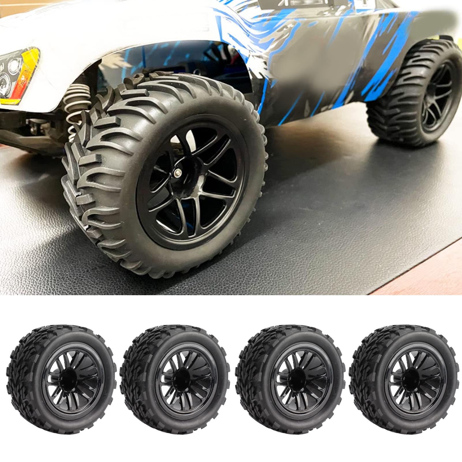 Pilipane 4PCS RC Tires 12mm Hex Off Road Short Course Truck Tires 1/10, Large Truck RC Tires and Durable RC Tires