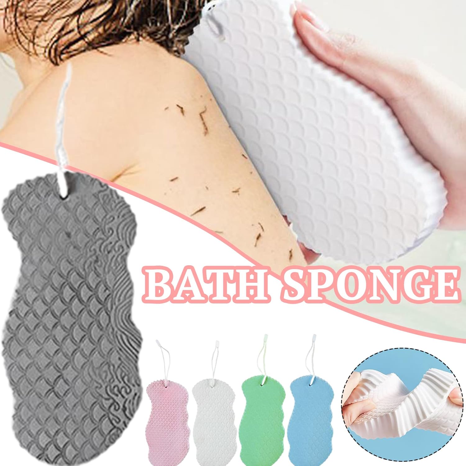 Bath Body Shower Sponge Scrub, Exfoliator Dead Skin Remove Bath Sponge 3D Mud Rubbing Sponge Back Rubbing Bath Super Soft Exfoliating Bath Sponge for Adults Children : Beauty & Personal Care