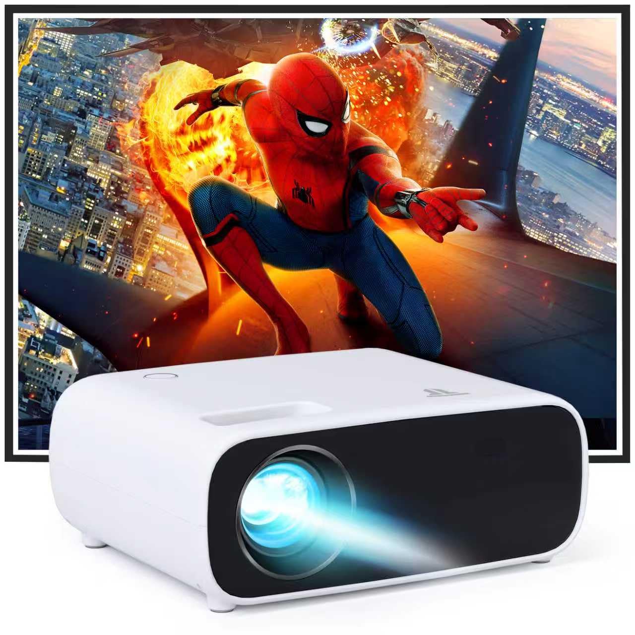 Mini proiettore HD 1080P supportato, proiettore video Home Theater compatibile con TV/HDMI/USB/AV/Laptop/iPhone/Android