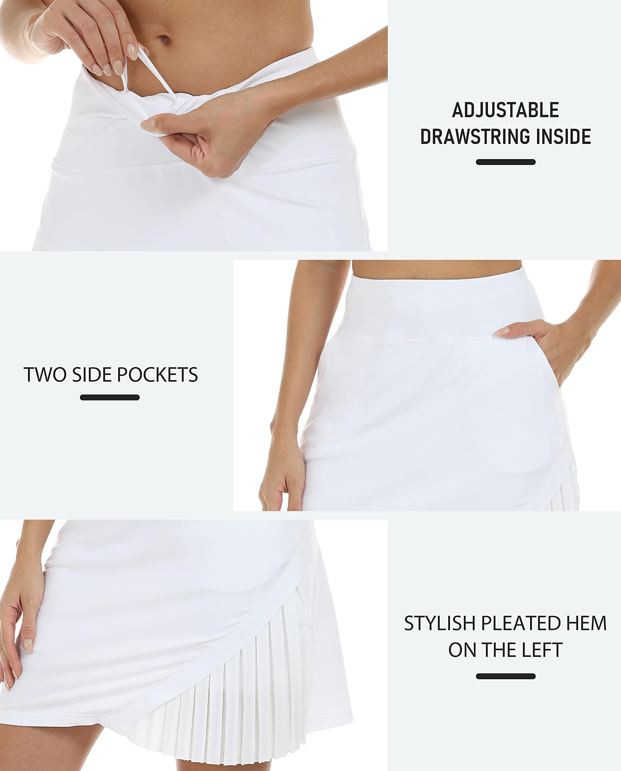MoFiz Jupe Tennis Femme Élégant Taille Elastique Jupe Solide été Jupes avec Poche Skort
