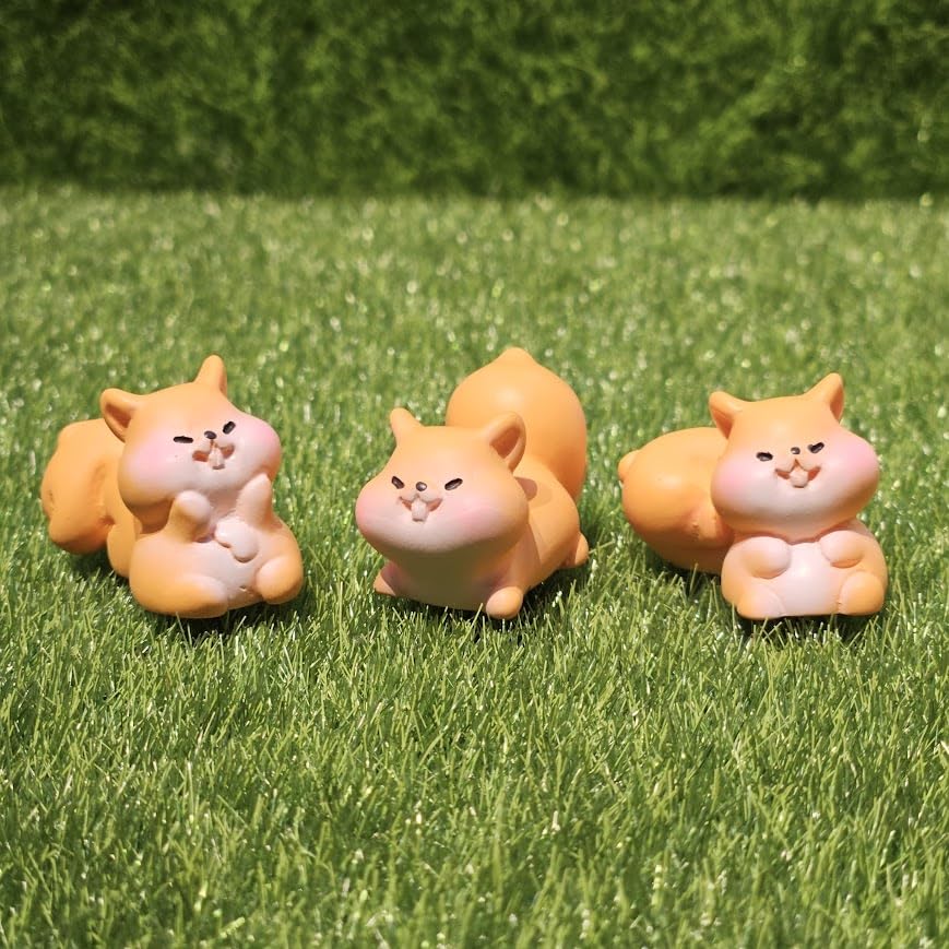 Image of Cute Miniature Squirrel Family Set of 3 | Resin Animal Figurines for Miniature Garden, Dollhouse Accessories & Home Decor | Collectible Mini Figurines & Gift